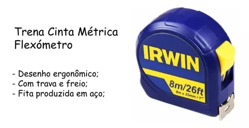 Trena Irwin 8m Standard Com Fita De Aço Botão De Trava