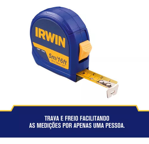 Trena Manual Standard 5m Irwin Iw13947 Ferramenta Essencial Para Tirar Medidas Com Precisão